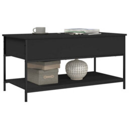 Berkfield Coffee Table Black 100X50X50 Cm Engineered Wood And Metal - thumbnail 4