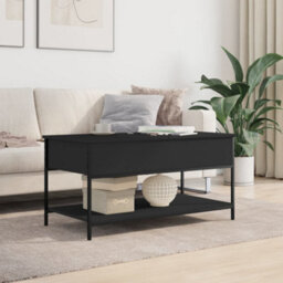 Berkfield Coffee Table Black 100X50X50 Cm Engineered Wood And Metal - thumbnail 3