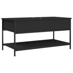 Berkfield Coffee Table Black 100X50X50 Cm Engineered Wood And Metal - thumbnail 2