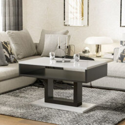 Tilo Modern Compact Coffee Table White Gloss Legs Black Finish Durable Laminated Board With Lower Storage Shelf - thumbnail 2