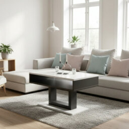 Tilo Modern Compact Coffee Table White Gloss Legs Black Finish Durable Laminated Board With Lower Storage Shelf - thumbnail 4