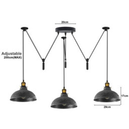 Ledsone Modern Brushed Silver Pendant Light Kit Shade Adjustable 2M Ceiling Lamp E27 Base 110-240V For Kitchen & Dining Room - thumbnail 3