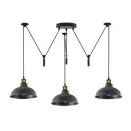 Ledsone Modern Brushed Silver Pendant Light Kit Shade Adjustable 2M Ceiling Lamp E27 Base 110-240V For Kitchen & Dining Room - thumbnail 1