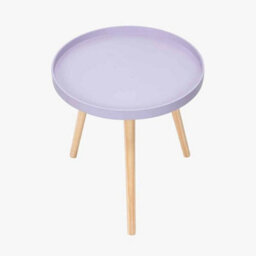 Lavender Round Scandi Wooden End Tables For Living Room Tripod Legs - thumbnail 1