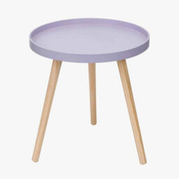 Lavender Round Scandi Wooden End Tables For Living Room Tripod Legs - thumbnail 4