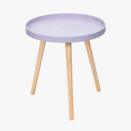 Lavender Round Scandi Wooden End Tables For Living Room Tripod Legs - thumbnail 3