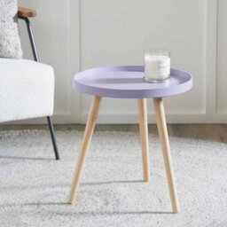 Lavender Round Scandi Wooden End Tables For Living Room Tripod Legs - thumbnail 6