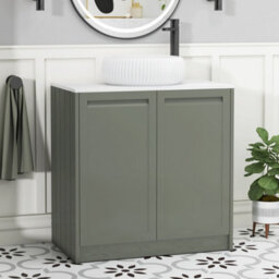Royal Bathrooms Royal Bathroom Elmore 800mm Matt Green Freestanding Countertop Bathroom Vanity Unit 2 Door With Milan Basin - thumbnail 1