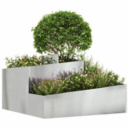 Berkfield Garden Planter Silver 80 X 80 X 50 Cm Galvanised Steel - thumbnail 3