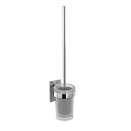 Cosmic Wall-Mounted Toilet Brush, Self-Adhesive, Silver, Compact Design, Glass And Metal, Stick Collection