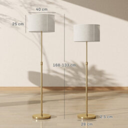 Wyld Haus Mava Metal H8 Height-Adjustable Gold Tone Floor Lamp With Linen Shade, Dimmable 9W Led 800 Lm - thumbnail 4