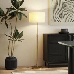 Wyld Haus Mava Metal H8 Height-Adjustable Gold Tone Floor Lamp With Linen Shade, Dimmable 9W Led 800 Lm - thumbnail 8