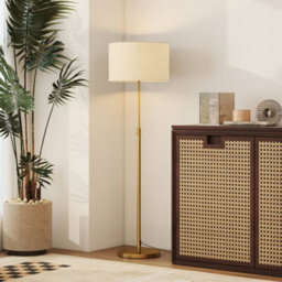 Wyld Haus Mava Metal H8 Height-Adjustable Gold Tone Floor Lamp With Linen Shade, Dimmable 9W Led 800 Lm - thumbnail 9