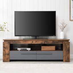 Furniture in Fashion Portland Wooden Tv Stand With 2 Drawers In Rustic Oak - thumbnail 2
