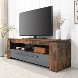 Furniture in Fashion Portland Wooden Tv Stand With 2 Drawers In Rustic Oak - thumbnail 1