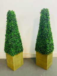 Prime Plus Pair Of Artificial Tree 3Ft Pyramid Cones Indoor Outdoor Topiary Wood Pot All Weather - thumbnail 2