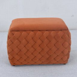 Plumeo Velvet Storage Ottoman - Orange - thumbnail 4