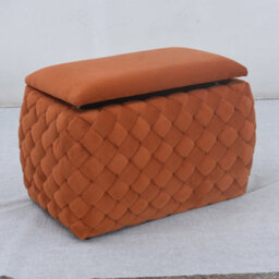 Plumeo Velvet Storage Ottoman - Orange