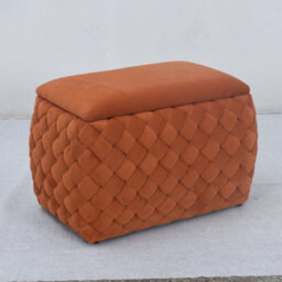 Plumeo Velvet Storage Ottoman - Orange - thumbnail 3
