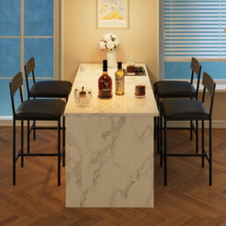 4Pcs Bar Stools,faux Leather Kitchen Counter Chairs Stool Grey 4X - thumbnail 5