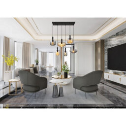 Luminosa Lighting Luminosa Valletta Cluster Pendant Ceiling Light Matt Black Glass Shade 6X E27 - thumbnail 5