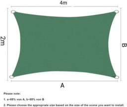 Green 2X4M Rectangular Shade Sail Waterproof Uv Resistant - thumbnail 2
