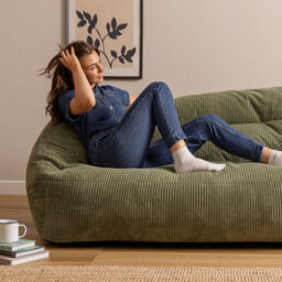 Icon Cecilia Jumbo Cord Sofa Bean Bag, Sage Green - thumbnail 2