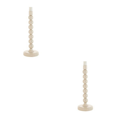 Loops Gloss Almond White Table Lamp Base Set - 2 Pack With E14 Holder And Inline Switch - image 1