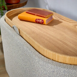 Home Source Merida Grey Storage Ottoman With Reversible Tray Top Lid - thumbnail 4