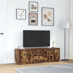 Berkfield Tv Cabinet With Led Lights Smoked Oak 160.5X41X50 Cm - thumbnail 4