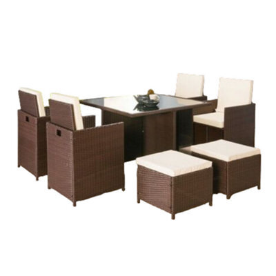 ABC Ralph Cube Rattan Garden Furniture Set 8 Seater (Brown)