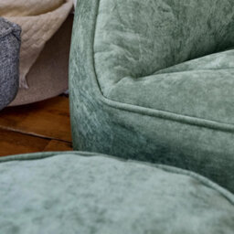 icon Natalia Chenille Adults Bean Bag Armchair And Pouffe, Ready Filled Large Beanbag And Footstool Sage Green - thumbnail 6