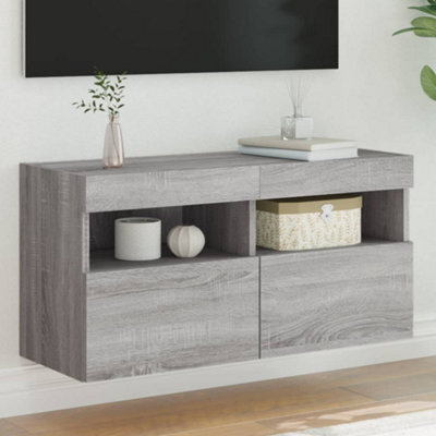 Berkfield Tv Wall Cabinet With Led Lights Grey Sonoma 80X30X40 Cm - image 1