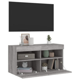 Berkfield Tv Wall Cabinet With Led Lights Grey Sonoma 80X30X40 Cm - thumbnail 7