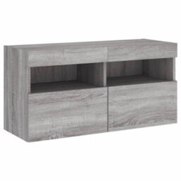 Berkfield Tv Wall Cabinet With Led Lights Grey Sonoma 80X30X40 Cm - thumbnail 3
