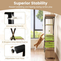 185Cm Wooden Multi-Level Cat Tower With Elevated Perch - thumbnail 4