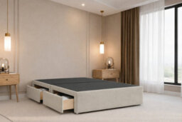 "Nexus Amalfi Plush Divan, Cream, 54"" Headboard, 4 Drawers, Open Coil Mattress, Super King" - thumbnail 6