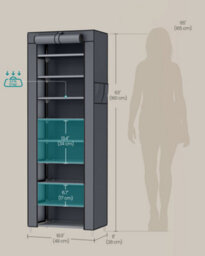 LEDREM 10-Tier Shoes Rack With Dustproof Cover,shoe Organiser, Shoe Stand Holds 20 Pairs Of Shoes, For Living Room, Hallway, Slate Grey - thumbnail 4