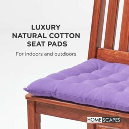 Homescapes Purple Seat Pads 100% Cotton Chair Cushions 40X40 Cm, Set Of 6 Plain Chair Pads For Dining, Kitchen Or Garden Outdoor - thumbnail 2