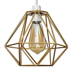 Valuelights Diablo Modern Geometric Gold Metal Basket Cage Ceiling Light Shade (D)21Cm