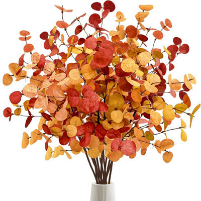 CLEFFNS Fall Eucalyptus Stems Decor, 10Pcs 24Inch Faux Eucalyptus Branches Artificial Autumn Plants Decorations Fall Floral Arrangements - image 1