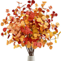 CLEFFNS Fall Eucalyptus Stems Decor, 10Pcs 24Inch Faux Eucalyptus Branches Artificial Autumn Plants Decorations Fall Floral Arrangements - thumbnail 1