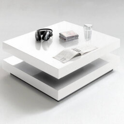 Furniture in Fashion Hugo Rotating Square High Gloss Coffee Table In White - thumbnail 2