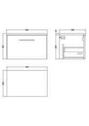 Balterley Bramshall 600mm Wall Hung 1 Drawer Vanity Unit With Laminate Worktop For Compact Stylish Bathroom Storage, Midnight Blue - thumbnail 5