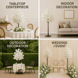 Sandra Chaircovers Wedding General 120Cm Ivory Artificial Wisteria Cherry Bloom Tree, Single Tabletop Centrepiece, Polyurethane Base - thumbnail 3