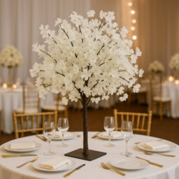 Sandra Chaircovers Wedding General 120Cm Ivory Artificial Wisteria Cherry Bloom Tree, Single Tabletop Centrepiece, Polyurethane Base - thumbnail 1