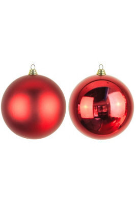 Christmas Tree World 25Cm Red Bauble Set Shiny/matte (4 Pc) - image 1