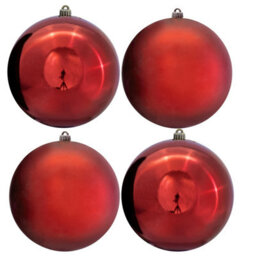 Christmas Tree World 25Cm Red Bauble Set Shiny/matte (4 Pc) - thumbnail 2