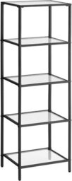 Songmics 5-Tier Storage Rack, Bookshelf, Display Stand, Glass, Suitable For Bathroom, Living Space, Bedroom, Office, Ink Black - thumbnail 6