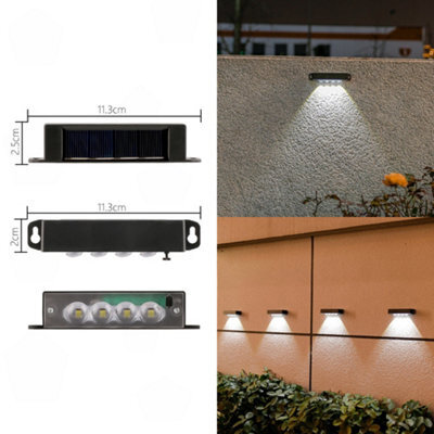 Amorly 4 Pack Solar Powered Outdoor Wall Lights, Dusk To Dawn 4Led Convex Lens Warm Light, Waterproof Decor Lamp For Fencing, Decking - image 1